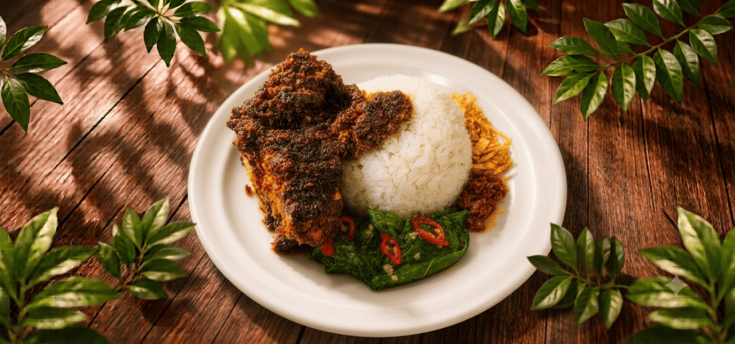 Bebek Bumbu Hitam + Nasi